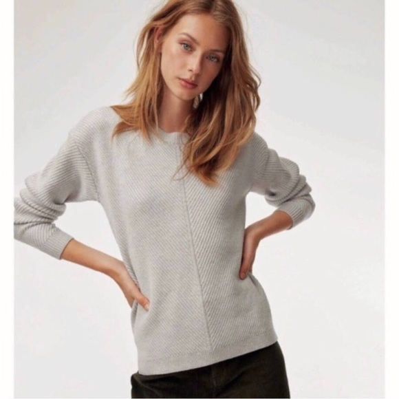 Wilfred Sweaters - Aritzia Wilfred Free Women's Isabelli Sweater Ribbed Knit Merino Wool Grey XS